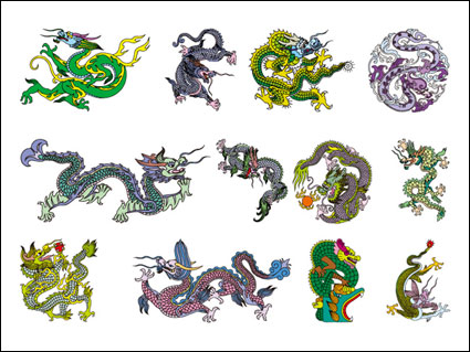 Dragon chinois classique Vector matriel de 8
