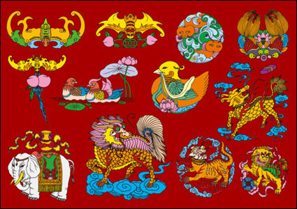 12 modles populaires chinois augure Vector