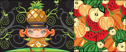 Cute fruits colors Vector