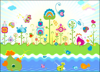 belles fleurs thme color Vector