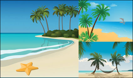 5 paysages de plage Vector