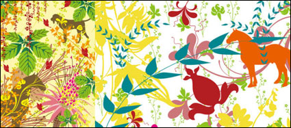 Profusion des plantes et des animaux silhouette vecteur de matriel