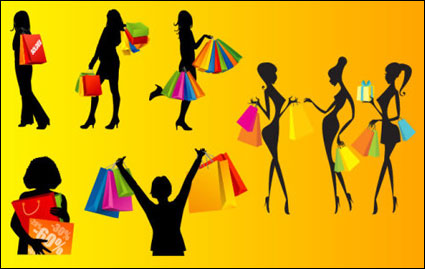 Vector silhouettes de femmes shopping