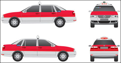Trois vues de Shanghai Santana Zhijun peinture taxi? Bride Red Edition