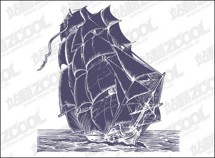 Le dessin de style Pen matriel vecteur voile