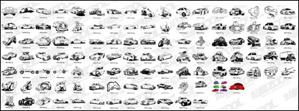 132 noir et blanc classique de voiture de dessin anim vecteur motif de matriels