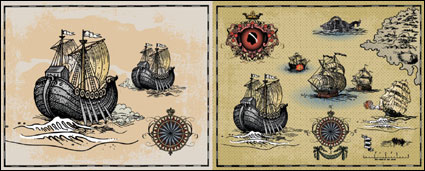 Navires  voiles anciens - Vecteur