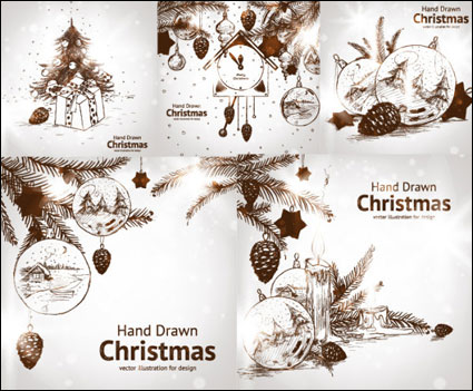 Peinte  la main dcorations de Noël Vector style