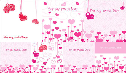 belle romantique Saint Valentin matriels de voeux cartes vectorielles