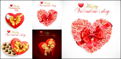 Saint Valentin romantique en forme de cœur matriel vecteur boîte cadeau