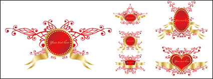 Romantique insigne du ruban bouclier Vecteur