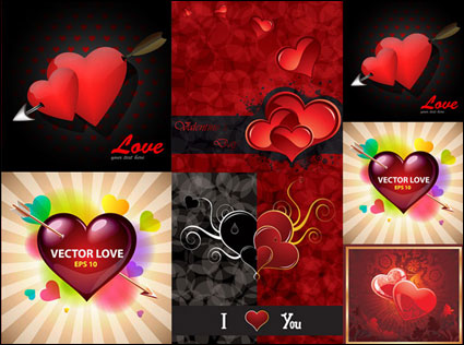 Saint Valentin romantique du matriel de voeux cartes vectorielles