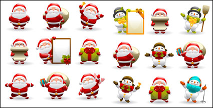 Mignon Pre Noël et bonhomme de neige vecteur