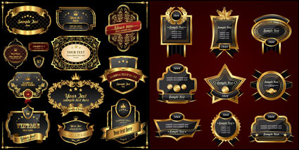 De style europen tiquette dore Vector