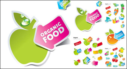 Autocollants mignon de fruits et lgumes Vector
