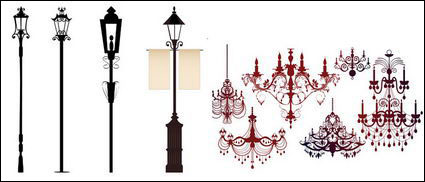 Feux lustre orn silhouette Vector