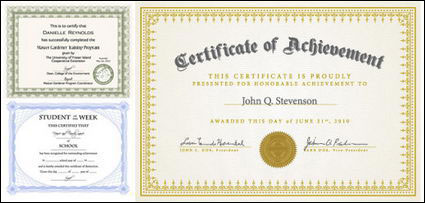 Certificat de six Vector Design