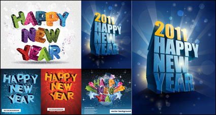 Happy New Year, en trois dimensions Vector