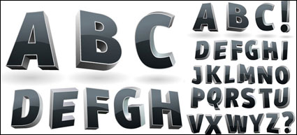 Trois dimensions alphabet vecteur