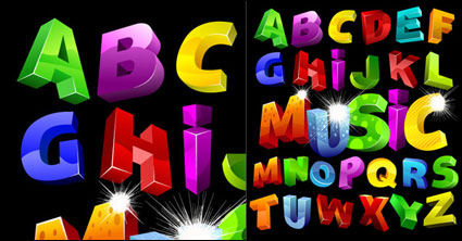 Alphabet color vecteur  trois dimensions