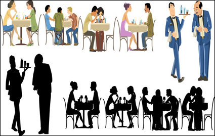 Vector personnages de bande dessine restaurants