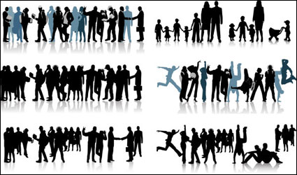 Noir et blanc silhouette de la foule