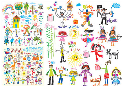 Illustrations vectorielles pour les enfants de bonne humeur