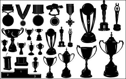 Mdailles et trophes silhouette vecteur