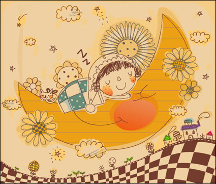 Core vecteur mignon dessin de la famille la ligne 3
