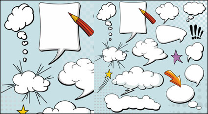 Cartoon style de dialogue couche de champignons cloud 04 - matriel vecteur