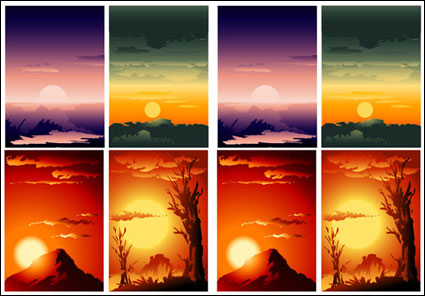Vector paysages magnifique coucher de soleil