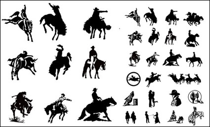 Noir et blanc sries de cow-boy image 2 matriel vecteur