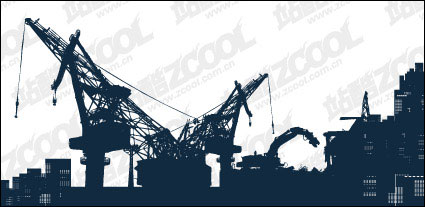 Vector silhouette de la machinerie lourde sur le site