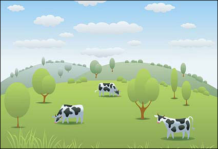 vaches des pâturages Vecteur