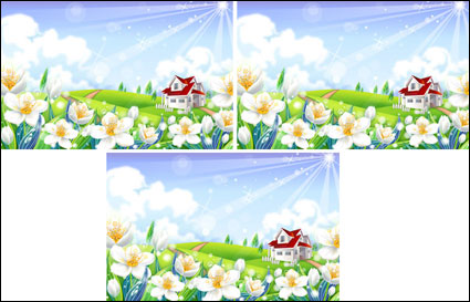 en dehors Vecteur paysages floraux