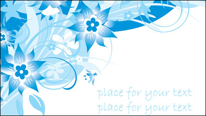Simple bleus peints  la main des fleurs et des motifs de -3 texte d