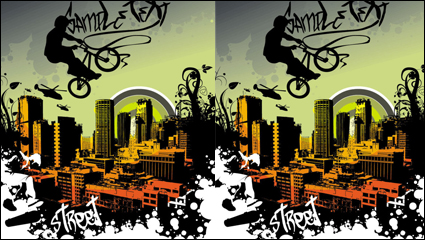 Evolution des lments avec 01 silhouette urbaine - vecteur