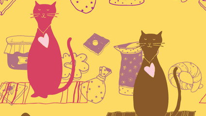 Mignon chat de bande dessine de fond 03 - vecteur