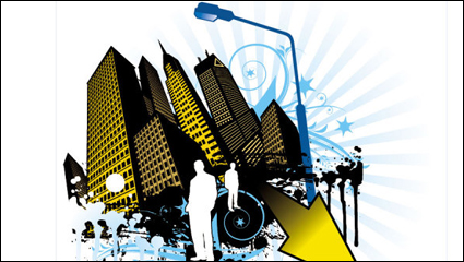 Evolution des lments avec la silhouette urbaine 04 - vecteur