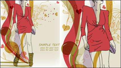 Mode peints  la main de magnifiques illustrations 05 - vecteur