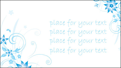 Simple bleus peints  la main des fleurs et des modes de vecteur de fond du texte -4
