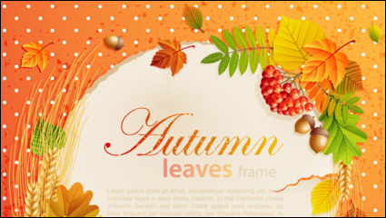 Bel automne feuilles de fond 05 châssis - matriel vecteur