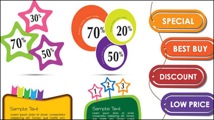 Belle couleur des tiquettes 01 - Vector