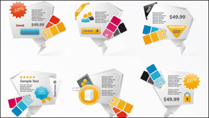 Innovantes en trois dimensions des icônes en origami 01 - Vector