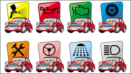 Icône de voiture de bande dessine - vecteur