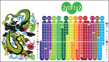 2012 Anne de la matire dragon Calendrier vecteur de -1