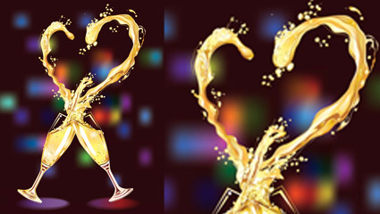 Heart-shaped -3 vecteur champagne