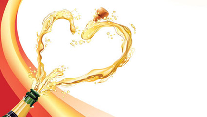 En forme de coeur vecteur matriel champagne -5