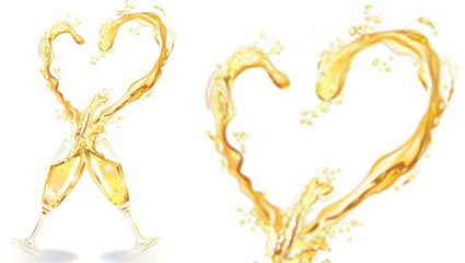 En forme de coeur champagne vecteur matriel -1