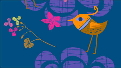 Belle peints  la main des fleurs et des oiseaux matriel vecteur -2
